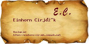 Einhorn Cirjék névjegykártya